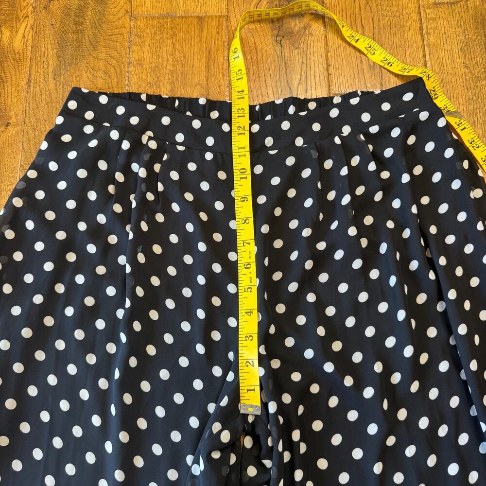 New Directions Soft Wide Leg Pants Black And White Polka Dot Boho Womens Sz L - Picture 4 of 5